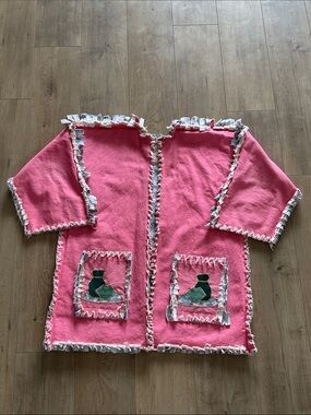 Women's Southwestern Handmade Patchwork Denim Open Front Jacket Size L Quilted